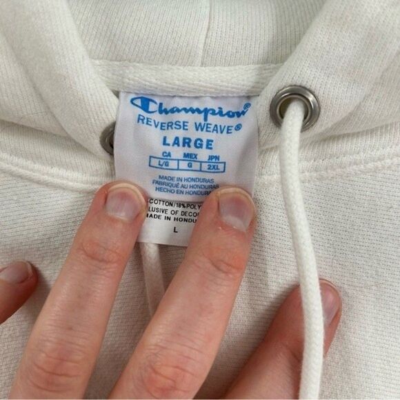 Women's Champion Reverse Weave Hoodie Sweatshirt White L - Picture 3 of 11